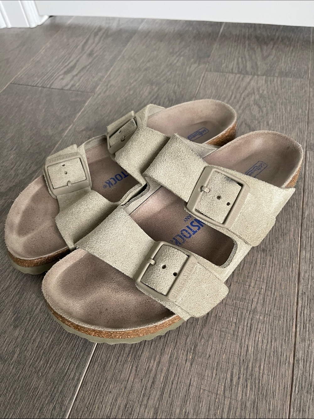 Birkenstock Arizona Soft Footbed Suede Sandals Dark Khaki